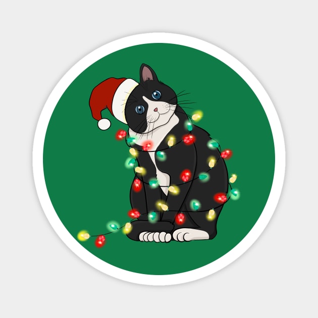 Cat Santa Christmas Lights Magnet by The WYLD Tribe